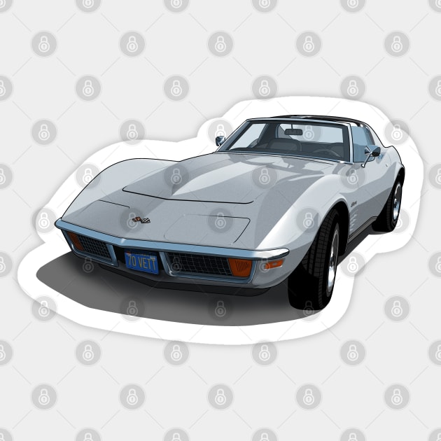 1970 Corvette Stingray in Cortez Silver Sticker by candcretro